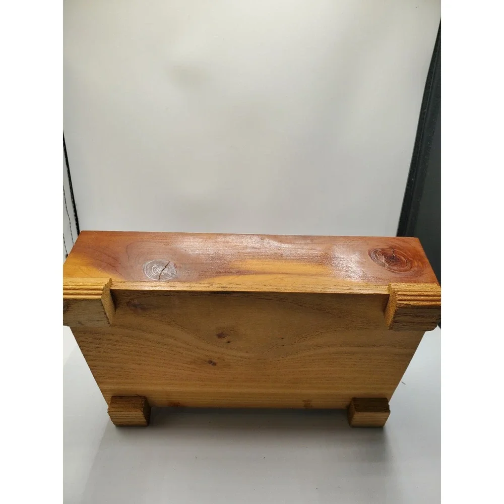 Vintage Wooden Jewelry Trinket Box Hinged Overlay 9 x 5 Inches Footed Holland